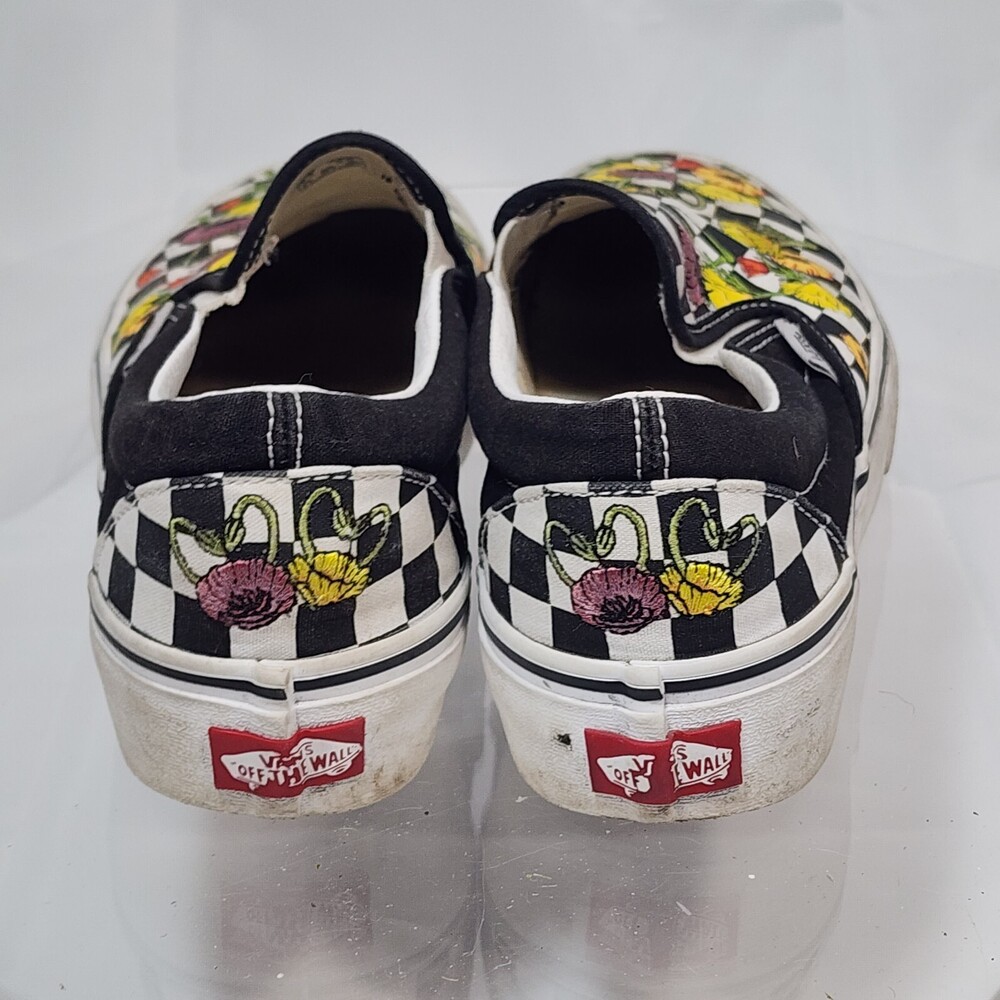 VANS OFF THE WALL Womens 6.5.Mens 5.Rose Poppy Daisy Floral Checkerboard Skate . - Picture 10 of 16